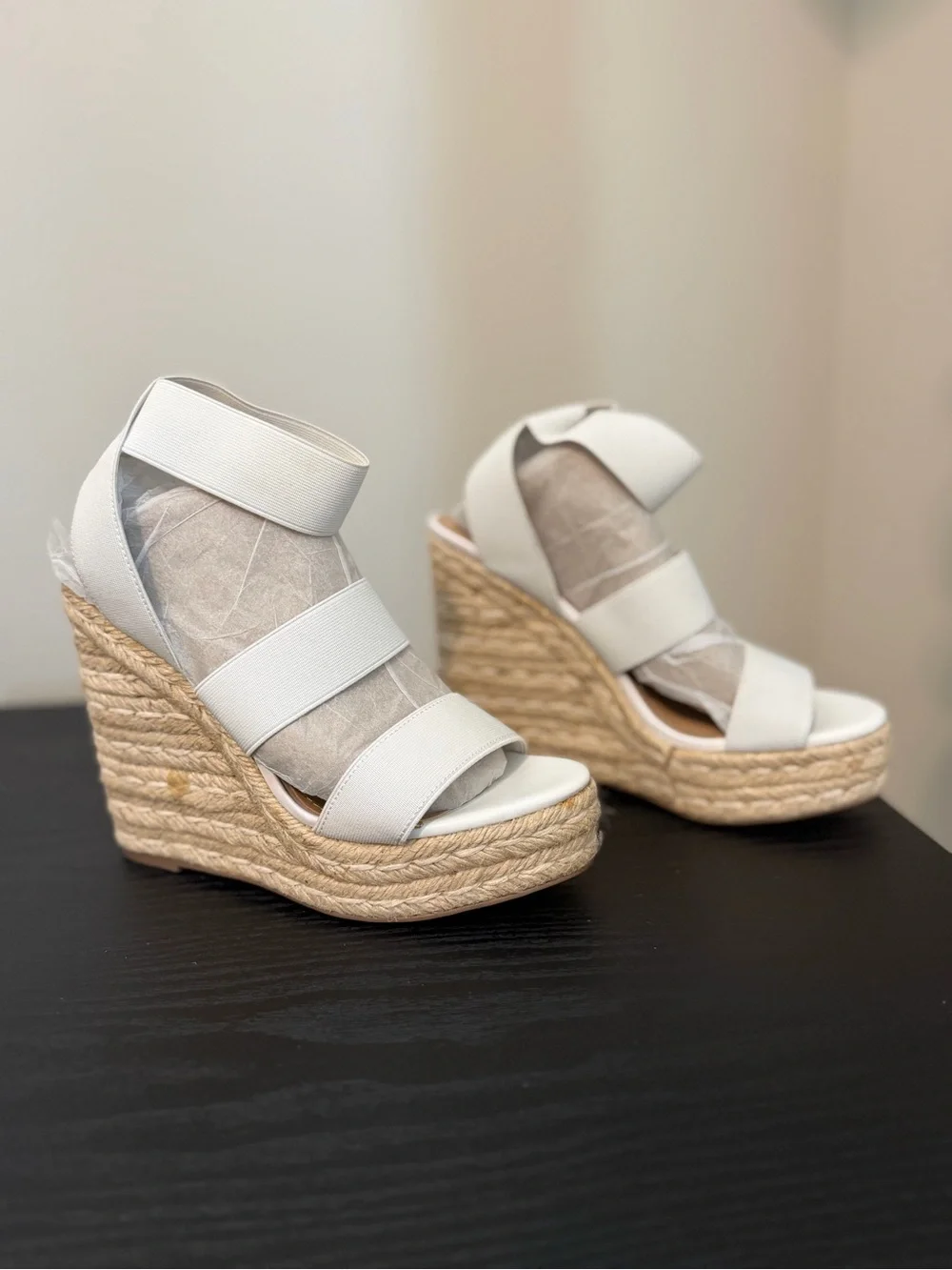 Steve Madden Off-White Espadrille Wedge Sandals